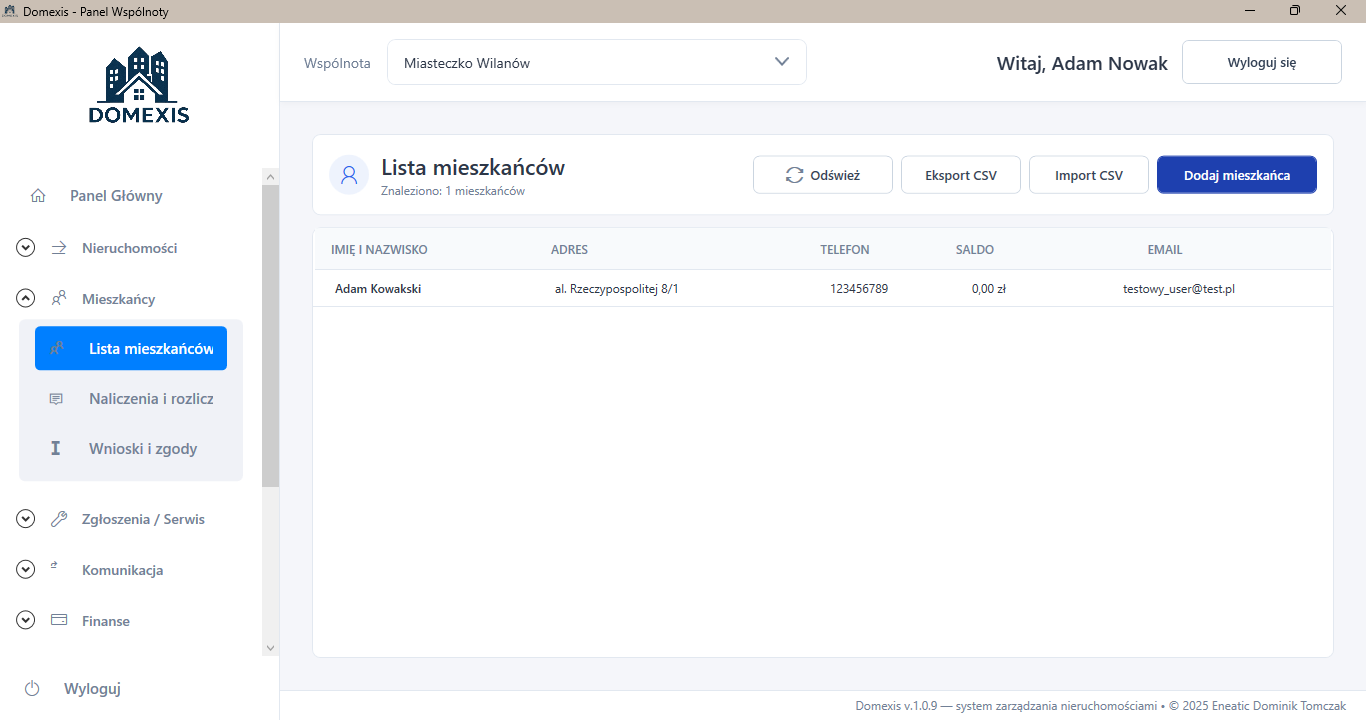 Aplikacja desktopowa Domexis